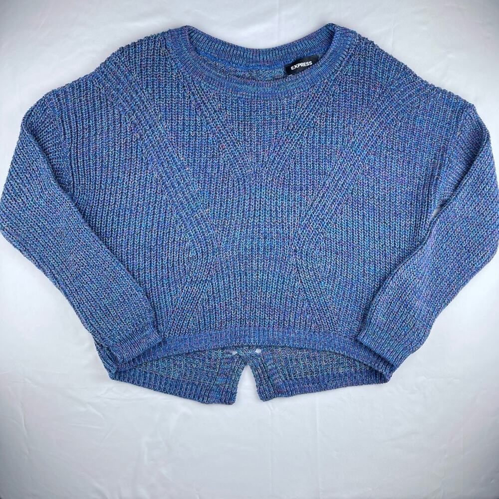 Express Cable Knit Split Back Sweater - image 1